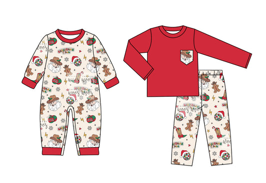 25.7.11 custom each style moq 5eta 4-6week Sibling Sister Christmas red baby boy long sleeve pants sets and rompers match family design