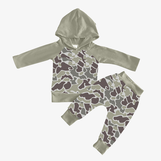9.14 custom each style moq 5eta 4-6week baby boy clothes camouflage hooded long sleeve pants sets