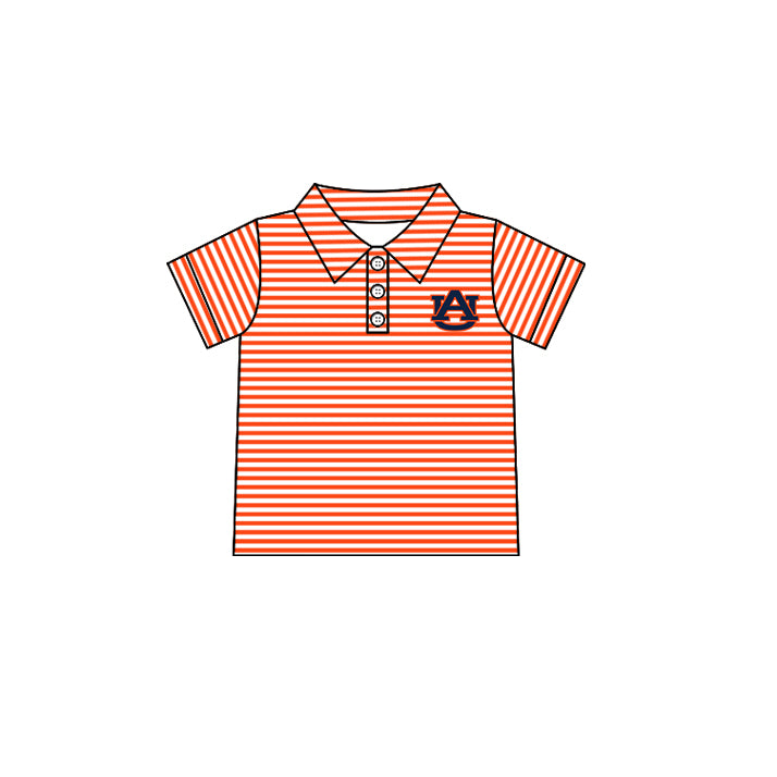 Custom summer teams baby girls clothes team orange and navy blue sets dress top-25.5.5