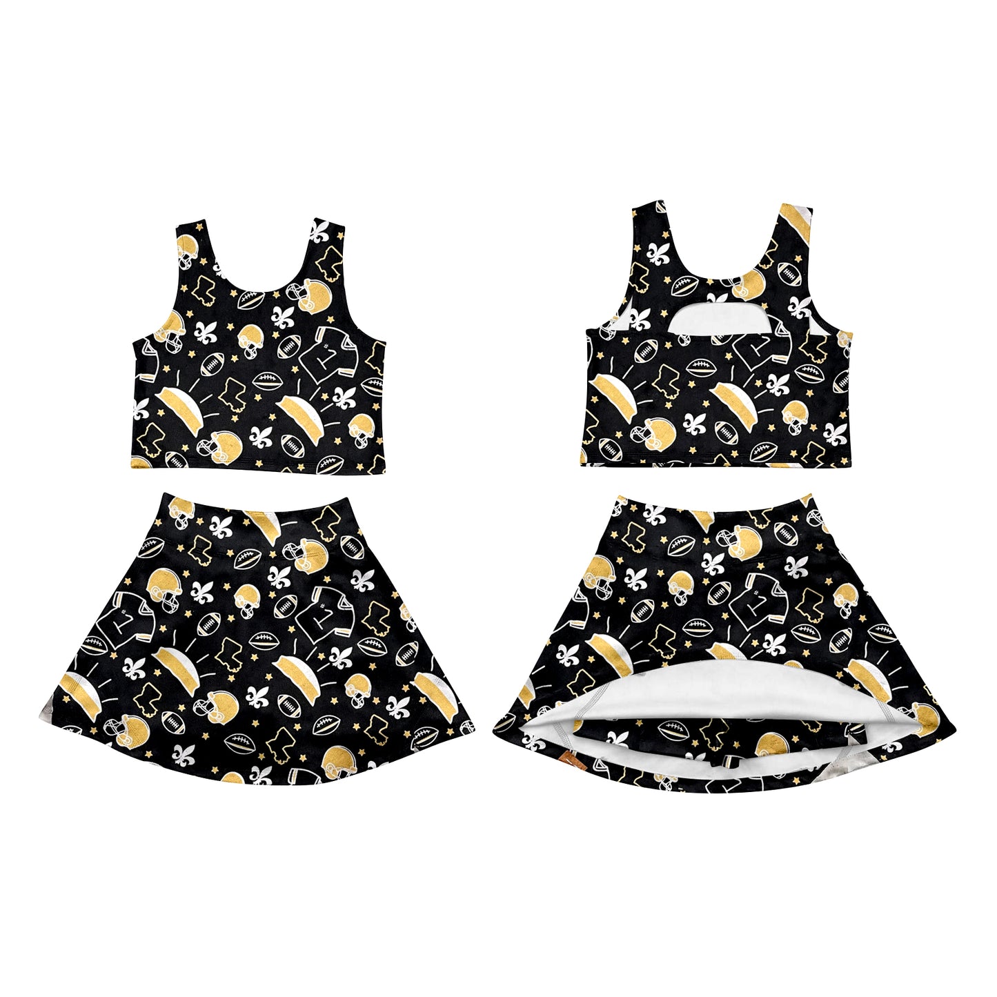 Custom moq 5 mix size milk silk summer teams baby girls clothes team black sleeveless skirts sets and dress and top-25.7.12