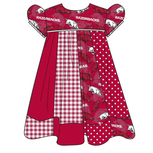 Custom moq 5 each style eta 6-7weeks baby girl clothes team brick red flying sleeves dress-25.7.26