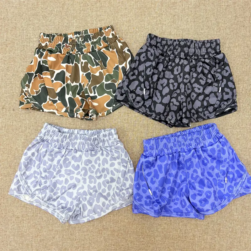 RTS NO MOQ sibling baby Girls clothes yoga leopard kids summer shorts