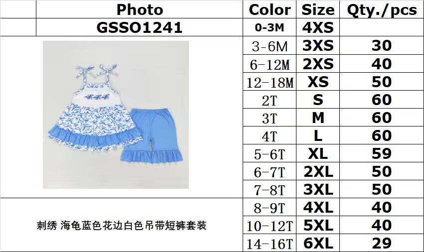 GSSO1241 baby girls clothes sea turtle toddler girls summer outfits