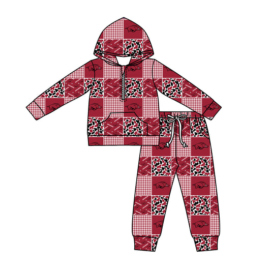 Custom moq 5 mix size milk silk summer teams baby boys clothes camouflage hooded long ssleeve pants sets-25.11.27