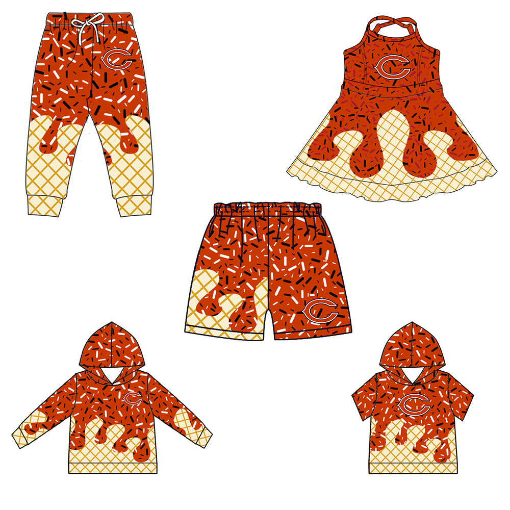 Custom summer teams baby girls clothes team hooded long sleeve tops and short sleeve top and dress and pants and shorts-25.6.18
