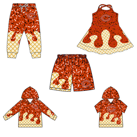 Custom summer teams baby girls clothes team hooded long sleeve tops and short sleeve top and dress and pants and shorts-25.6.18