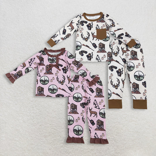 RTS NO MOQ Sibling Baby girl boy clothes deer long-sleeved trousers suits