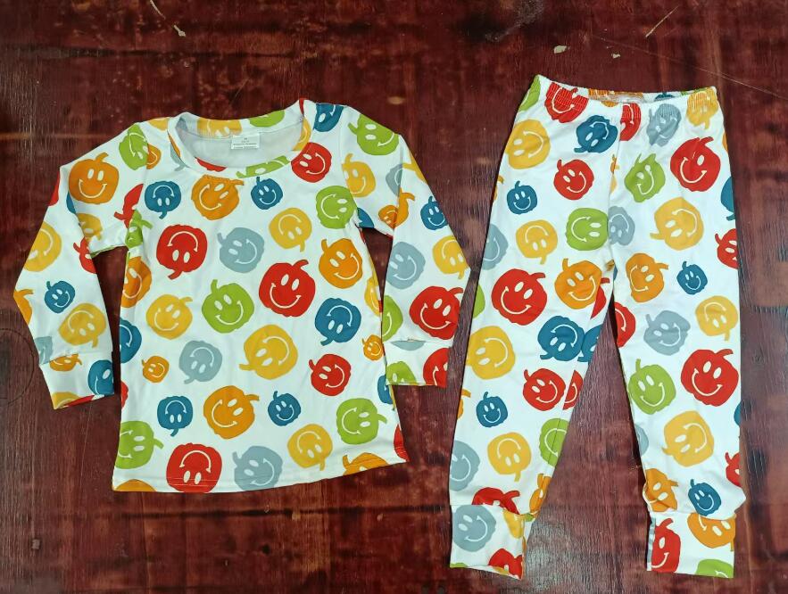 Custom moq 3 eta 6-7weeks Three-color pumpkin smiley face long-sleeved suit
