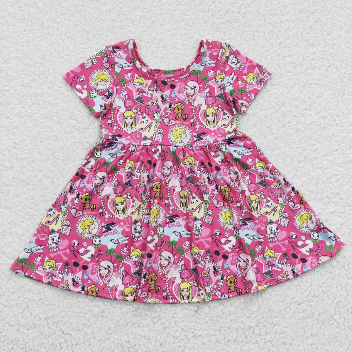 GSD0381 Cute Clothes girl pink short-sleeved dress
