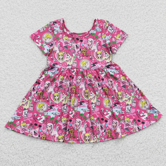 GSD0381 Cute Clothes girl pink short-sleeved dress
