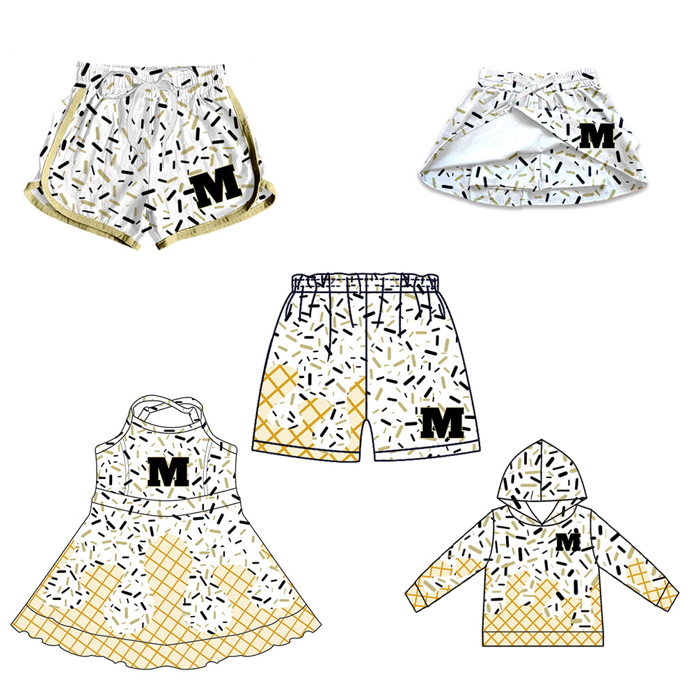 Custom moq 5 mix size milk silk baby girls clothes team hooded long sleeve tops and skirt and dress and shorts 1 and shorts 2-25.7.2