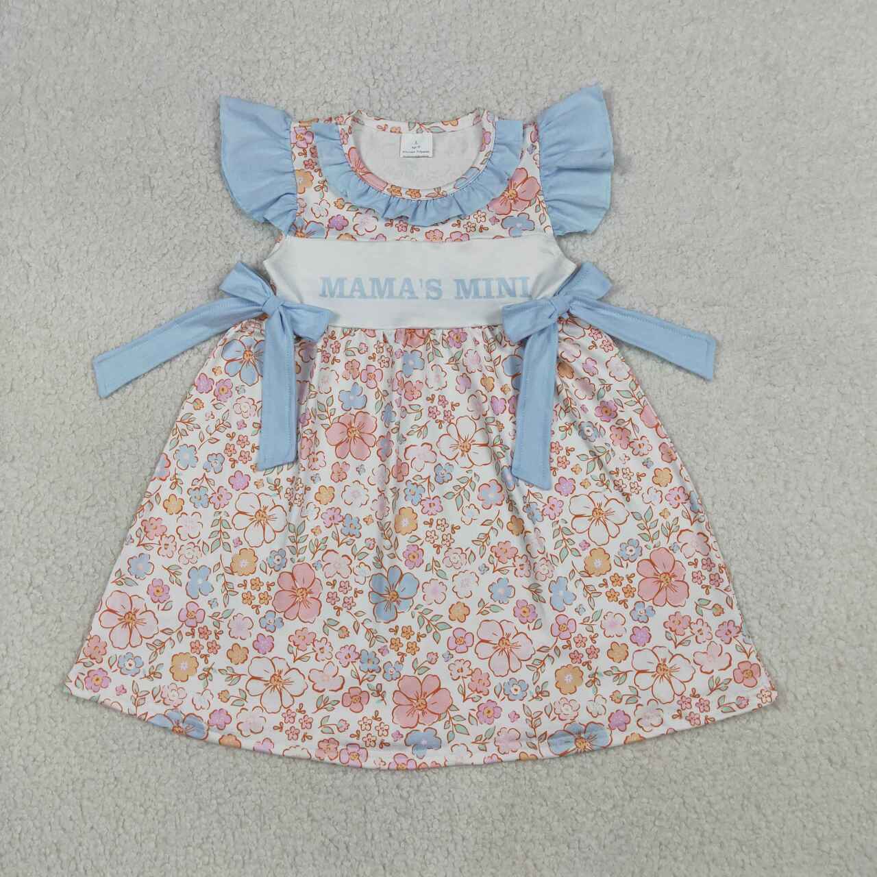 RTS NO MOQ GSD3648 Baby Girls Flowers Flutter Sleeves Knee-Length Dress