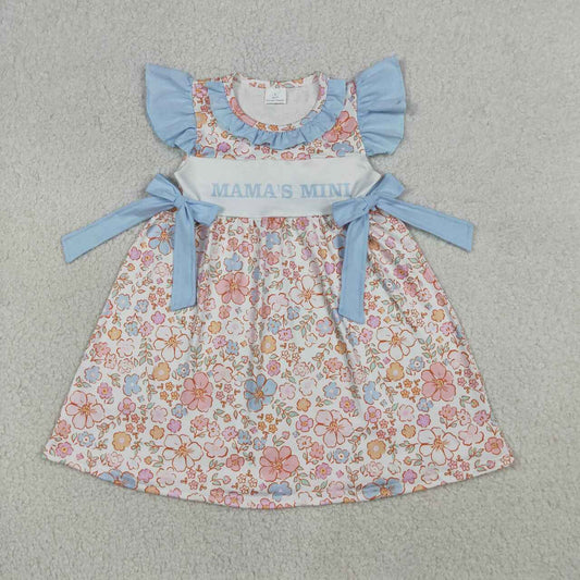 RTS NO MOQ GSD3648 Baby Girls Flowers Flutter Sleeves Knee-Length Dress