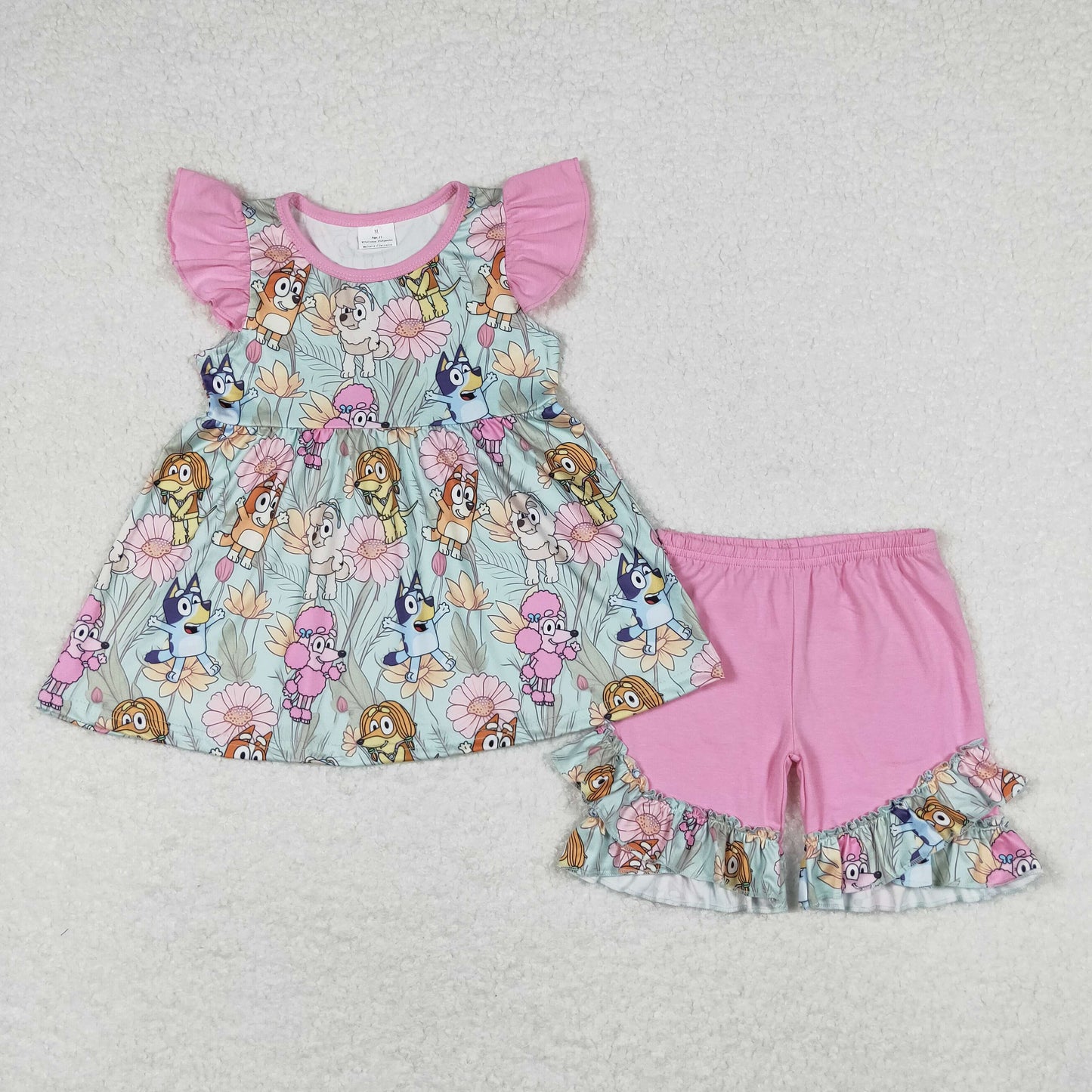 Cute Clothes GSSO0624 flower pink flying sleeve shorts suit