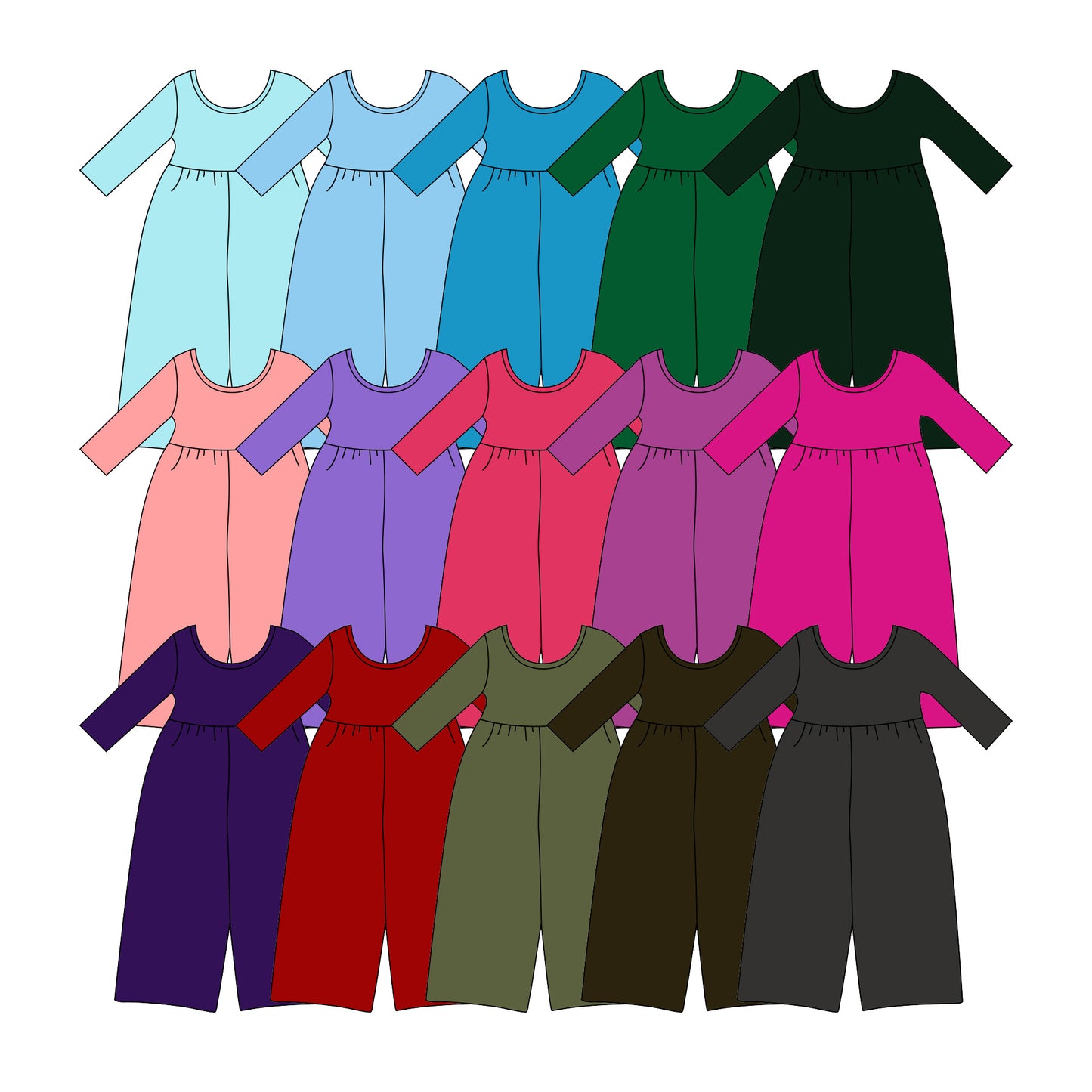 (Preorder new) No moq Baby Girls Solid Color Long Sleeve Pant Jumpsuits Casual Daily Wear