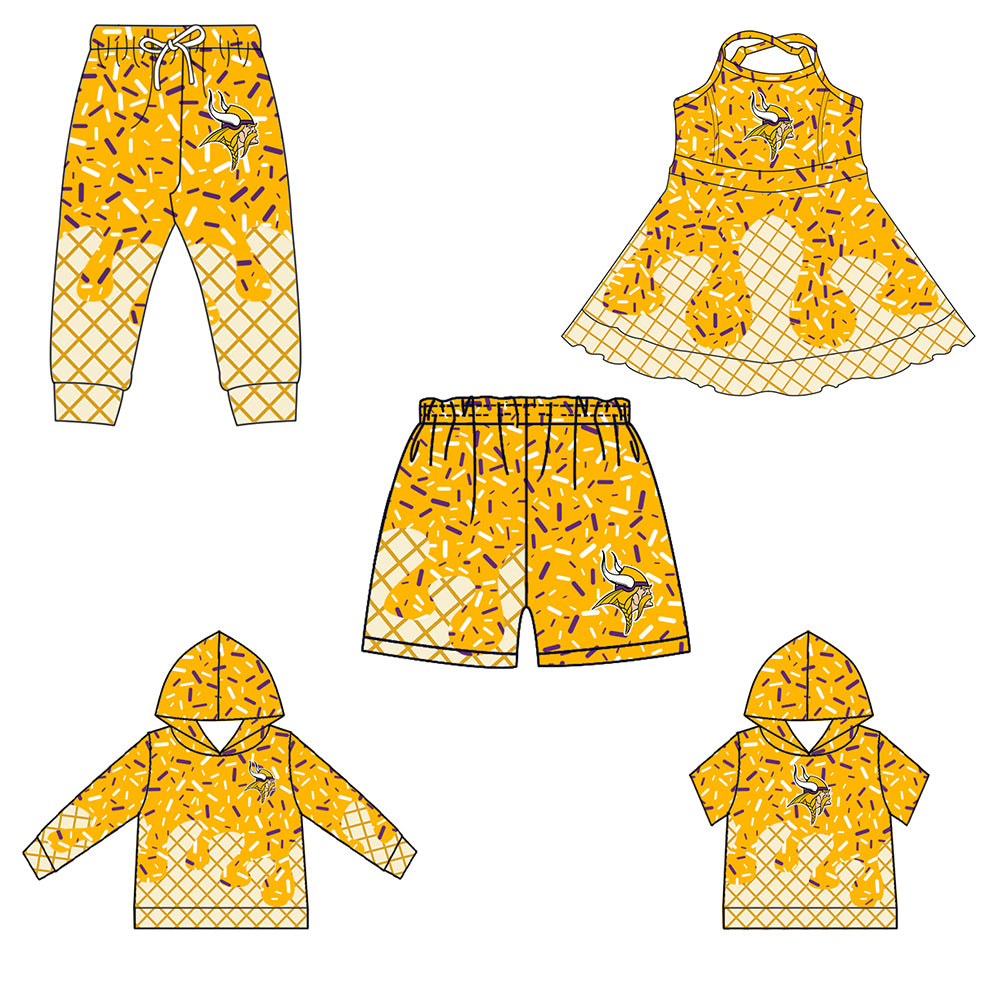 Custom moq 5 mix size milk silk baby girls clothes team orange hooded long sleeve tops and short sleeve top and dress and pants and shorts-25.6.28