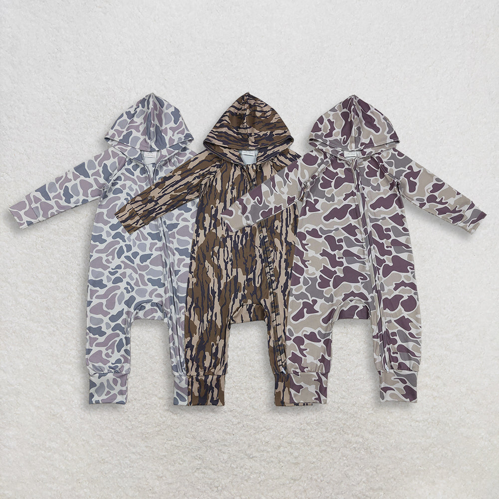 RTS NO MOQ Sibling baby Boys clothes camouflage hooded long sleeve rompers