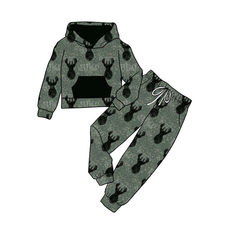 8.31 custom each style moq 5eta 4-6week baby girls clothes deer hooded long sleeve pants sets