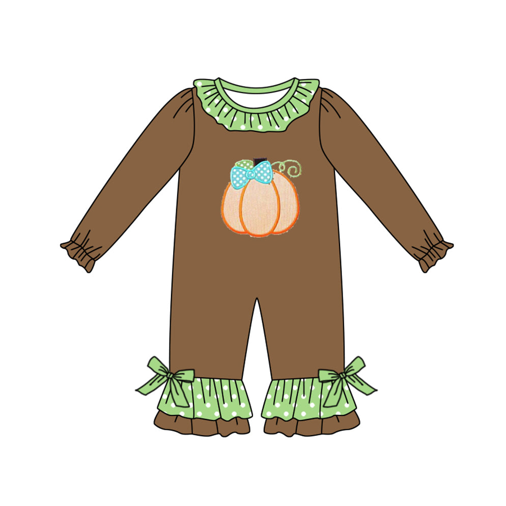 5.29 custom each style moq 5eta 4-5week Sibling Sister pumpkin brown girls outfits and baby romper match family design