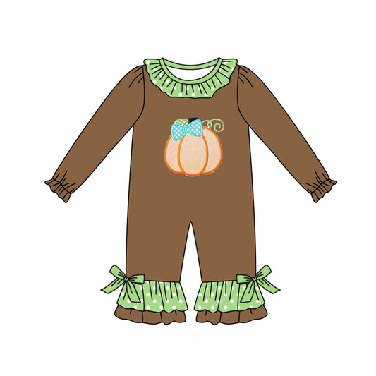 5.29 custom each style moq 5eta 4-5week Sibling Sister pumpkin brown girls outfits and baby romper match family design