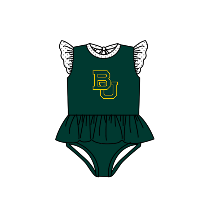 Custom moq 5 mix size milk silk summer teams baby girl boys clothes Green Two-Piece Swimsuit Set One Piece Swimsuits boy swim trunks