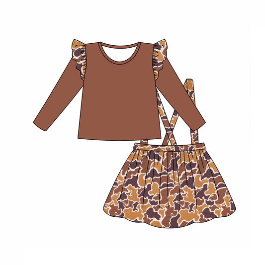 9.16 custom each style moq 5eta 4-6week baby girl clothes camouflage long sleeve suspender dress