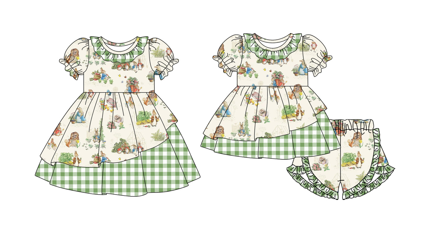 26.1.10 custom each style moq 5 eta 6-8week Sibling Sister easter floral baby short sleeve shorts sets and dress match design