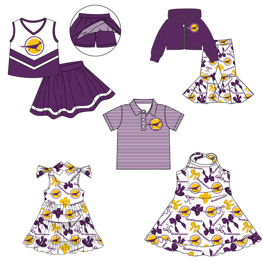Custom moq 5 mix size milk silk summer teams baby girls clothes bow purple hooded long sleeve pants sets and skirts sets and dress 1 and dress 2 and top-25.8.2