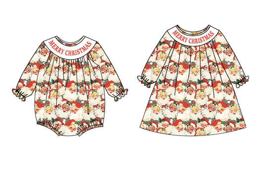 25.6.26 custom each style moq 5eta 4-6week Sibling Sisters Christmas baby girl long sleeve dress and rompers match family design