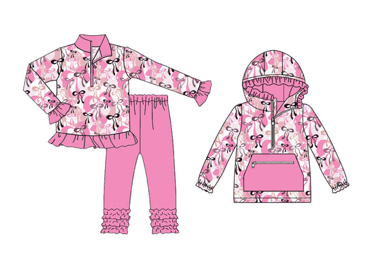 25.9.27 custom each style moq 8 eta 6-8week Sibling Sisters bow baby girl long sleeve pants sets and top match family design