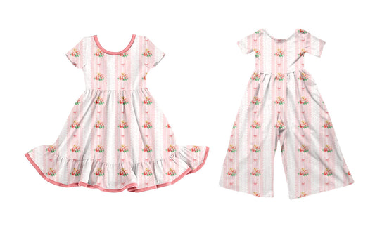 25.10.18 custom each style moq 5 eta 6-8week Sibling Sisters floral baby girl long sleeve dress and jumpsuit match family design