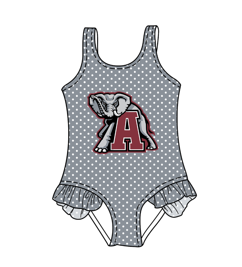 Custom moq 5 mix size milk silk summer teams Grey Baby Girl Sleeveless Polka Dot Lace Onesie Swimsuit Cute Summer Beachwear for Little Girls