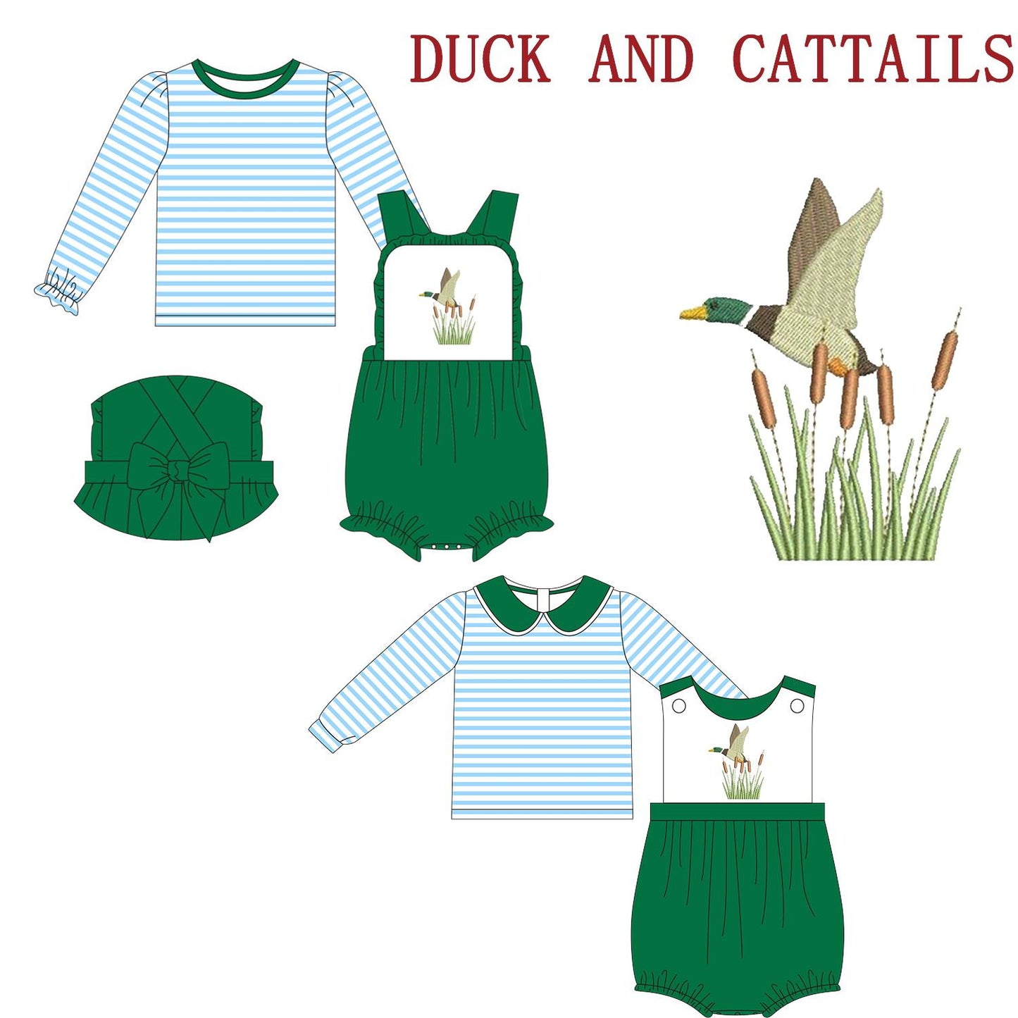 5.18custom each style moq 5eta 4-5week Sibling Sister duck prints blue stripe green long sleeve baby romper suit match family design