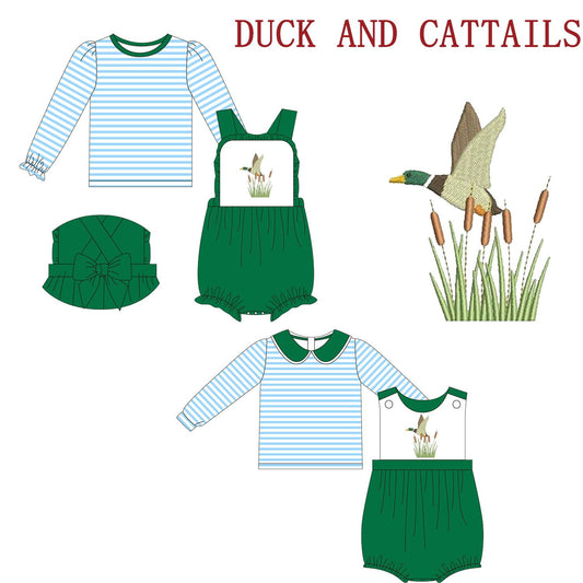 5.18custom each style moq 5eta 4-5week Sibling Sister duck prints blue stripe green long sleeve baby romper suit match family design