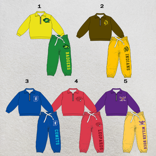 custom moq 5 mix size XY070103 Baby Kids Long Sleeve Zipper Pullover Tops Pants Casual Outfit Set