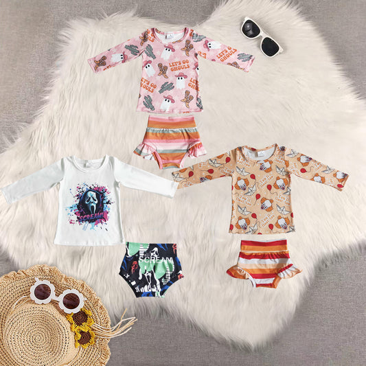 RTS NO MOQ Sibling baby girl clothes halloween long-sleeved briefs sets