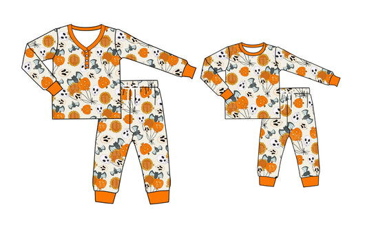 25.5.13 custom each style moq 5eta 4-6week Sibling Sister ghost pumpkin bow long sleeve pants sets and adult sets match design