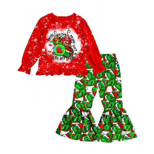7.24 custom each style moq 5eta 4-6week baby girls clothes Christmas red long sleeve pants sets