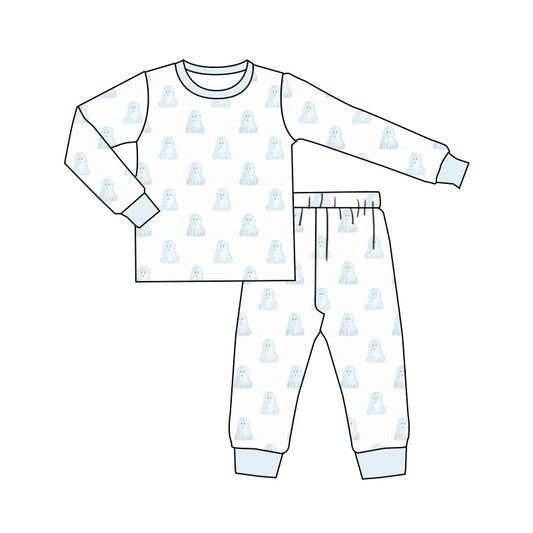 5.20custom each style moq 5eta 4-5week Sibling Sister Halloween ghost print pink girls and boys outfits and baby romper match family design