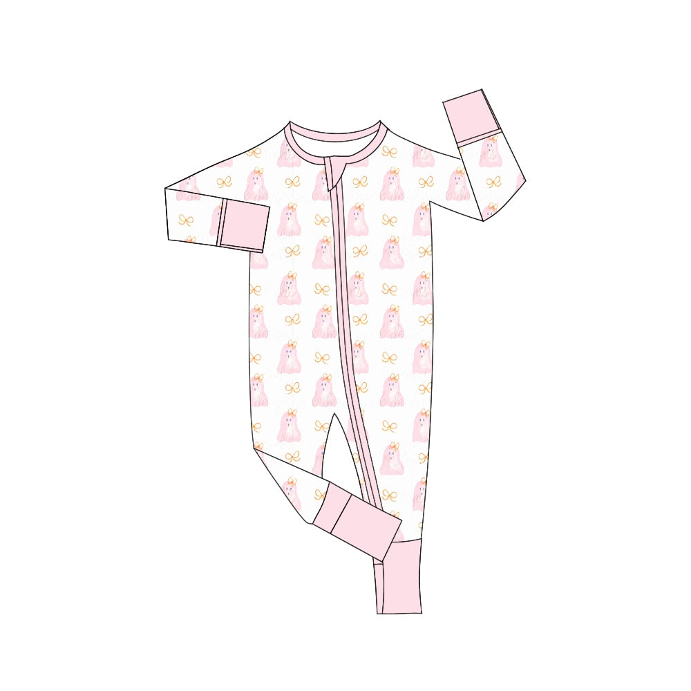 5.20custom each style moq 5eta 4-5week Sibling Sister Halloween ghost print pink girls and boys outfits and baby romper match family design