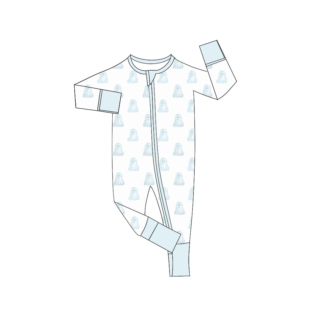 5.20custom each style moq 5eta 4-5week Sibling Sister Halloween ghost print pink girls and boys outfits and baby romper match family design