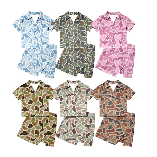 Custom moq 5 mix size Sibling Girls Camouflage Short-Sleeved Top And Skirt Set Cute Outfit for Little Ones