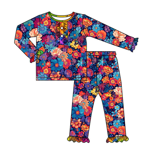 6.20 custom each style moq 5eta 4-6week Sibling Sister floral colorful baby girls sets and dress and rompers match family design