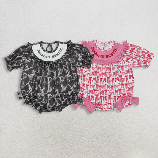 RTS Sibling baby girls clothes embroidery mama Long Sleeve rompers