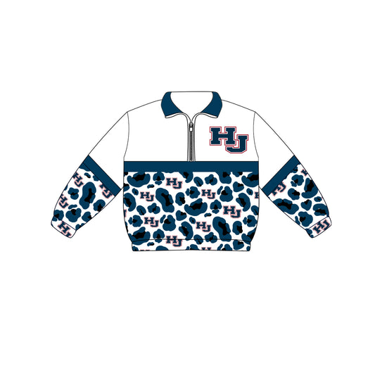 Custom moq 5 mix size milk silk summer teams Adult And Kids Leopard Print Long Sleeve Zip Pullovers Tops