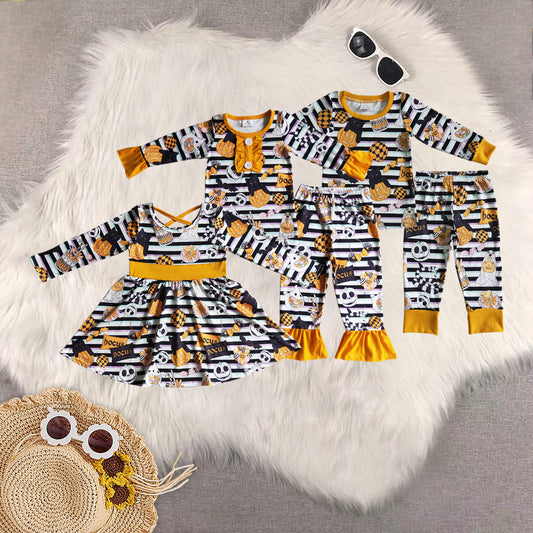 RTS NO MOQ Sibling baby girls baby boys clothes halloween long-sleeved trousers suit & dress