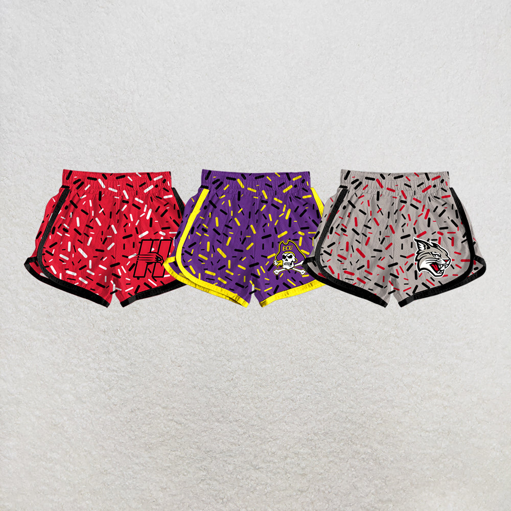 custom moq 5 mix size MSD082403 Baby Kids Team Sprinkle All Over Print Shorts Black Trim Elastic Waist Casual Short Bottoms