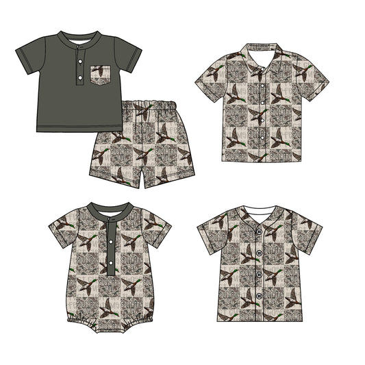 26.1.20 custom each style moq 5 eta 6-8 week Sibling Sister duck baby boy short sleeve shorts sets and top 2 and romper match family design