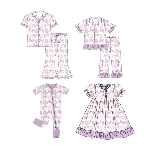 25.9.23 custom each style moq 8 eta 6-8week Sibling Sister bow eggs baby short sleeve pants set and dress and romper and adult set match design
