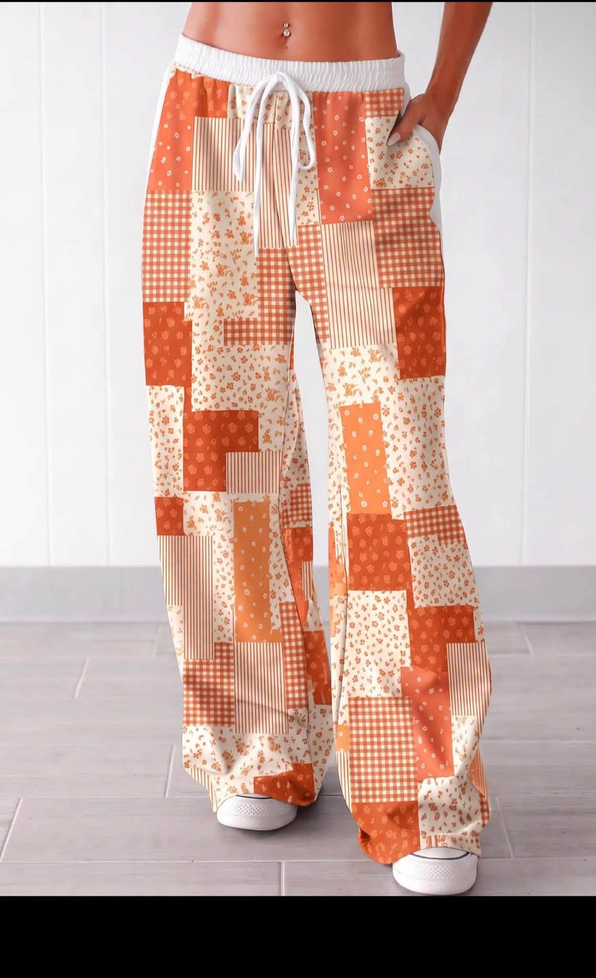 custom moq 5 mix size MYMSWN0109 Adult Patchwork Print Wide Leg Pants Casual Trousers